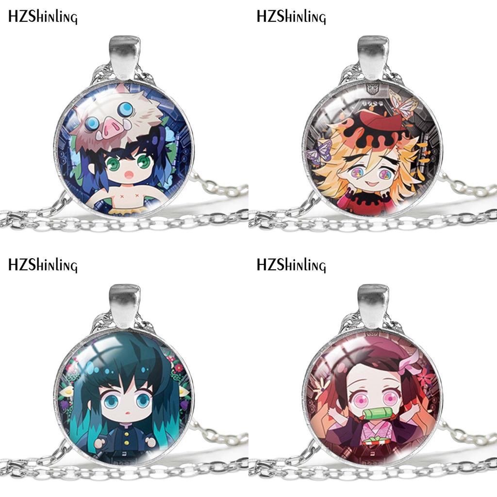 Fashionable Demon Slayer Necklace With Tanjiro And Shinobu Character Design For Anime Fans