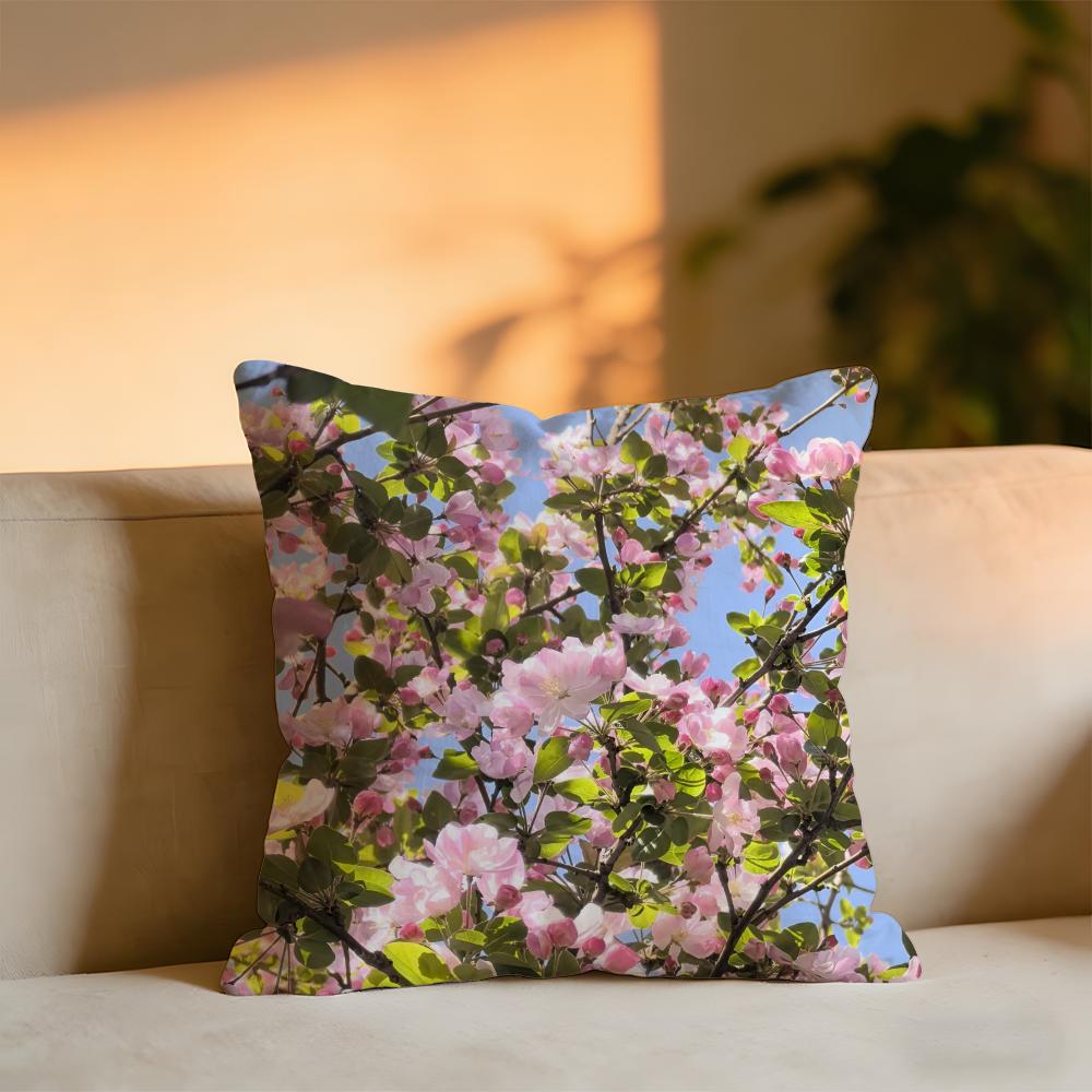 Fashion Hibiscus Cushion Cover Cozy Velvet Throw PillowSoft Warm Cushion For Sofa Bed