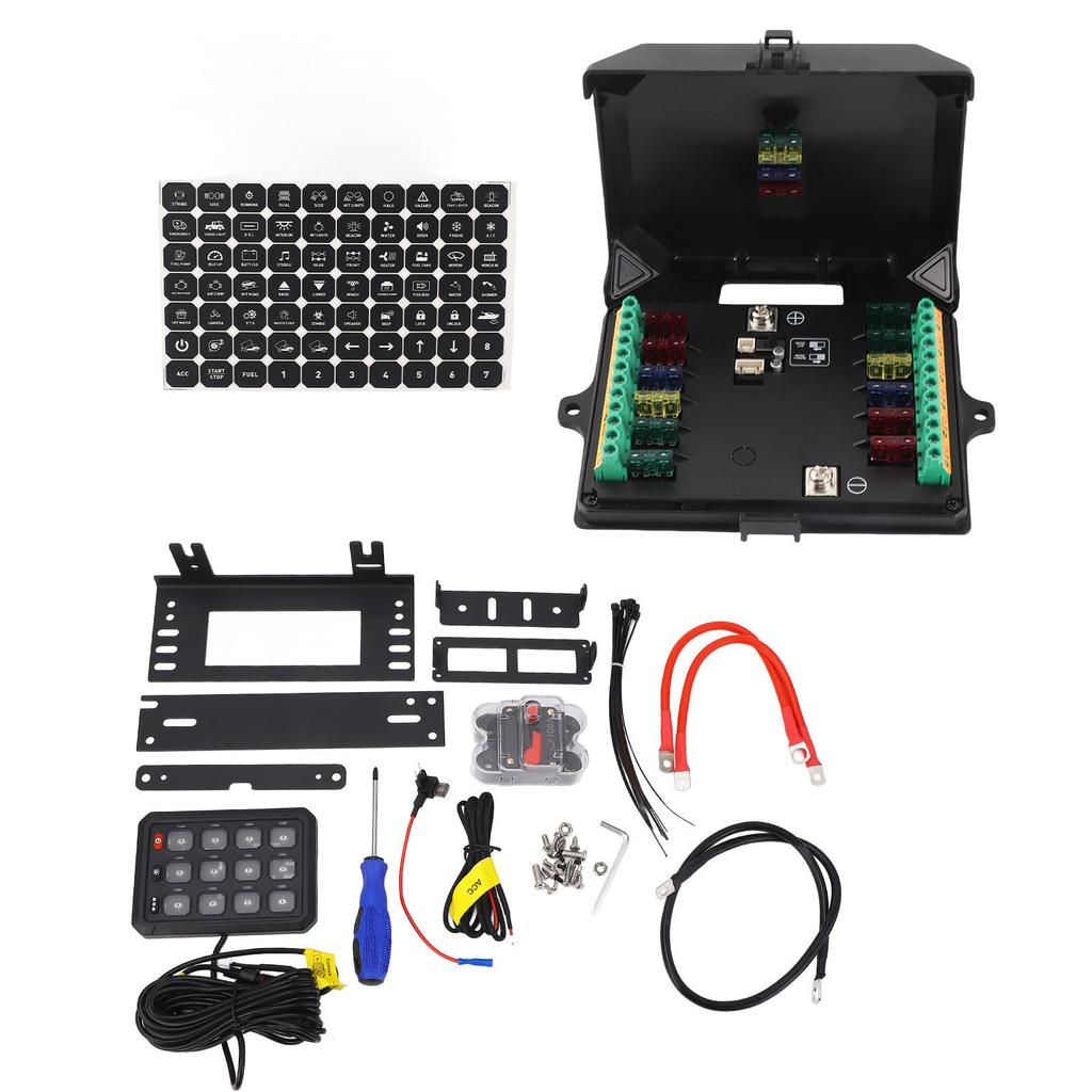 12 Gang Switch Panel 12V To 24V IP65 Water Resistant RGB Color Universal for Truck Boat Offroad ATV UTV SUV