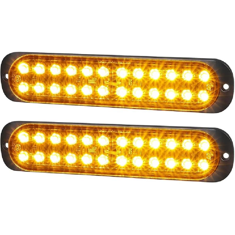 7.5 Inch Aluminum Housing Amber 24LEDs Trailer Side Marker Turn Signal Light Surface Mount Clearance Lights Of Truck Motorcycle Tractor RV Pickup,