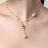 Sweet Girl Necklace Korean Edition Pearl Tulip Long Tassel Small And Elegant Style Light Luxury Design Sense Necklace Wholesale