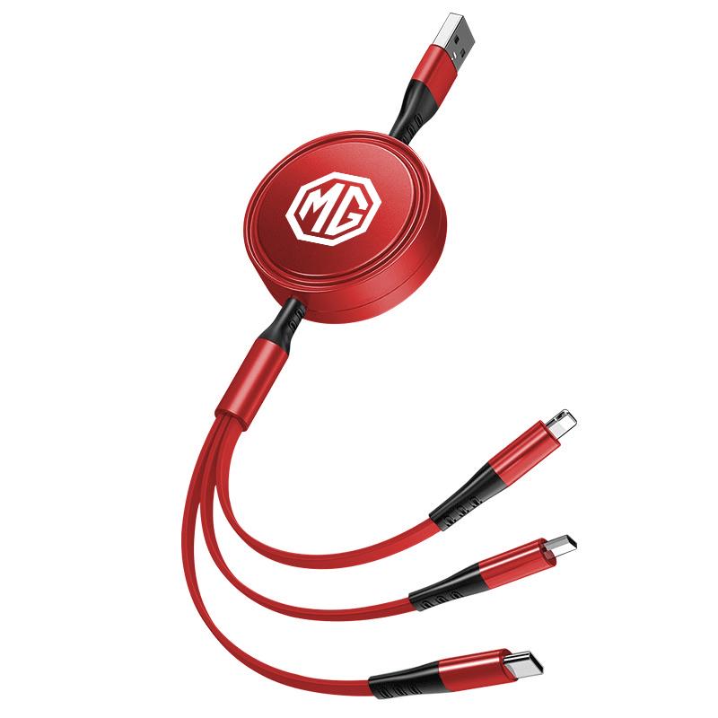 Car Charging Cable 3 In 1 USB Cable For Lightning Type C Micro USB Fast Charging Cable For Morris Garages MG 3 5 6 7 HS ZS GS H