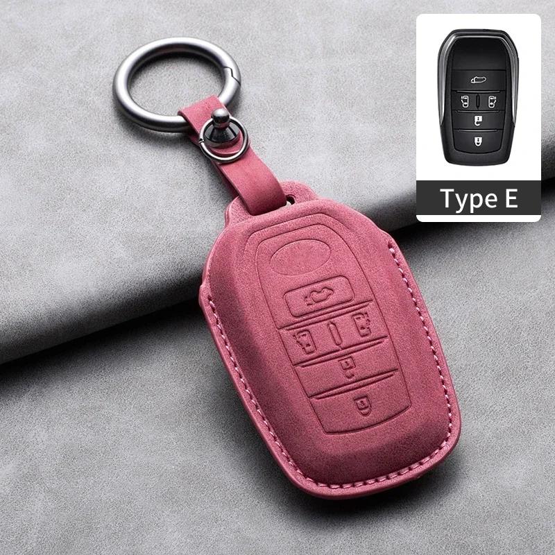 Leather Car Key Case Cover Holder Keychain Shell for Toyota CHR Hilux Fortuner Land Cruiser 200 Camry Corolla Crown RAV4