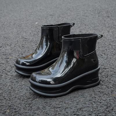 Women Rain Boots Thick-soled Rubber Galoshes Height-increasing Platform Rain Boots Women's Waterproof Garden Work Shoes