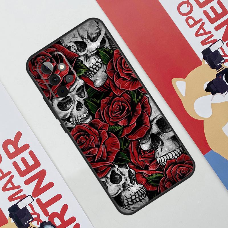 Gothic Floral Skull Case For Samsung Galaxy A52 A32 A12 A56 A36 A16 A13 A23 A33 A53 A54 A34 A14 A15 A35 A55 A17
