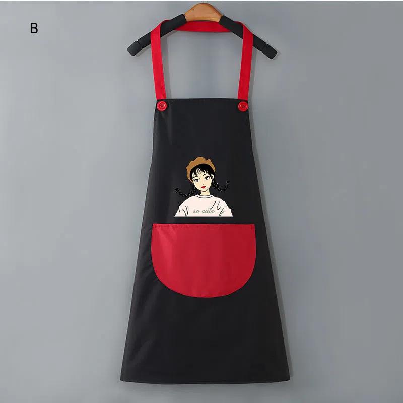 Unisex Cooking Apron Household Cartoon Apron Chef Waiter Barbecue Adult Pocket Apron Kitchen Supplies