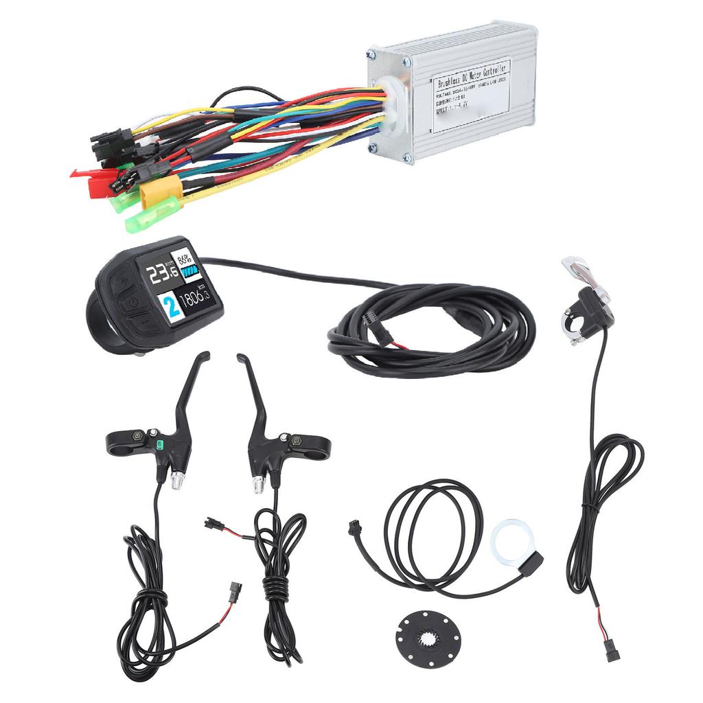 E-Bike Umbausatz 17A Motorcontroller LCD-Display Bremshebel Daumengasgriff für Elektrofahrzeuge