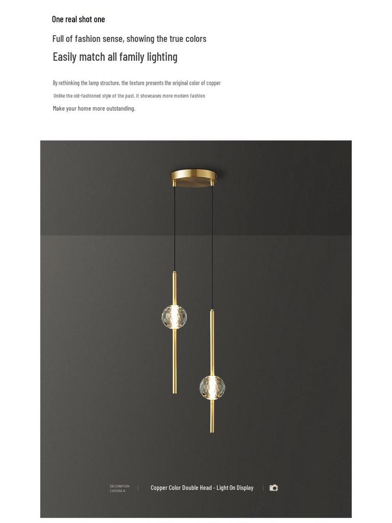 Cross-Border Copper Minimalist Pendant Light for Bedside or Dining