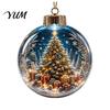 Decorative Snow Ball Pendants Christmas Ornament with LED Lights, Scene Acrylic Clear Holiday Decor, Shatterproof Xmas Tree Hanging Sphere Pattern