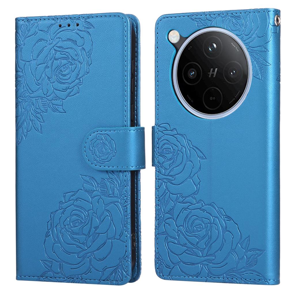 For Oppo Find X8 5G Case Rose Flower PU Leather Wallet Phone Cover with 3 Card Slots/Wrist Strap