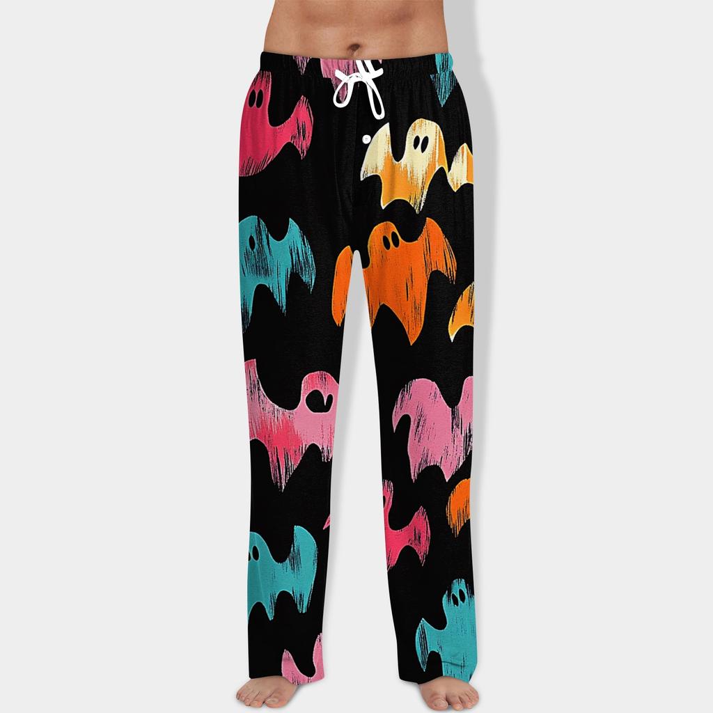 Men's Halloween Print Drawstring Pants Casual Pajama Pants