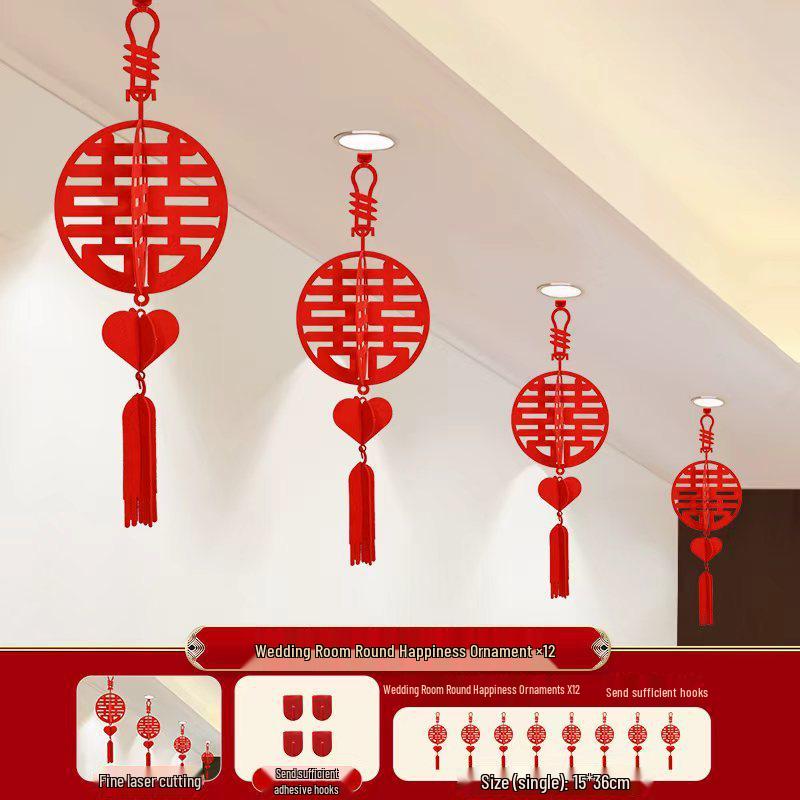 3D Doppel-Glück Hochzeitslaternen zur Dekoration - Hängende Ornamente für Hochzeitszimmer, Wohnzimmerdecke, Seite von Braut & Bräutigam.