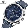 BENYAR Leather Men Quartz Wristwatches Luxury Brand 100M Waterproof Men Watch Military Sports Chronograph Watch For Men