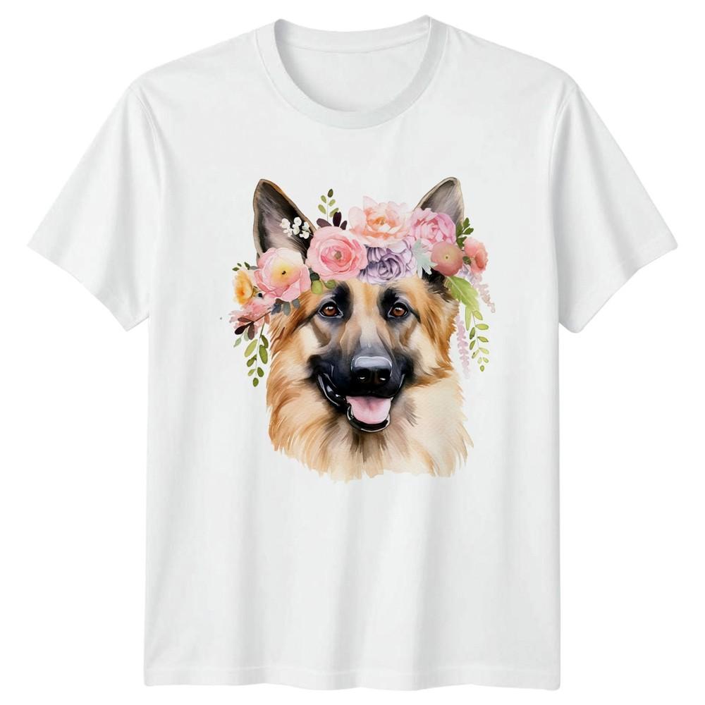 GerUnisex Shepherd Flower Crown Unisexs TShirt Dog Lover Pet Gift S
