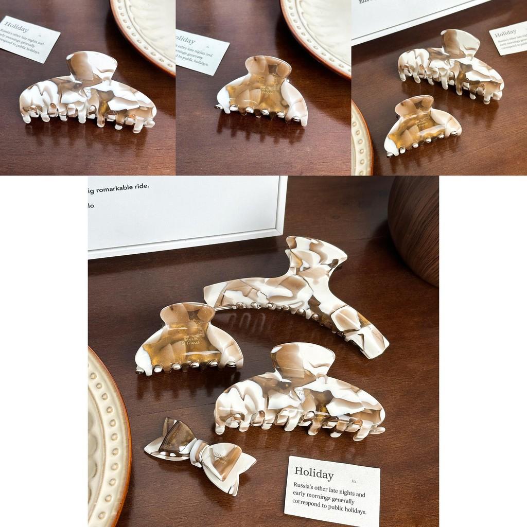 Sophisticated Acetate Hair Claw Clips In Vintage Milk Coffee Color For Chic Women's Hair Accessories