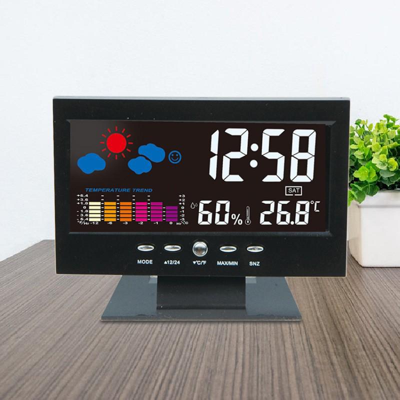 

Погодные часы 8082T: Цветной экран, Голосовое управление, Будильник с сигнализацией температуры и влажности