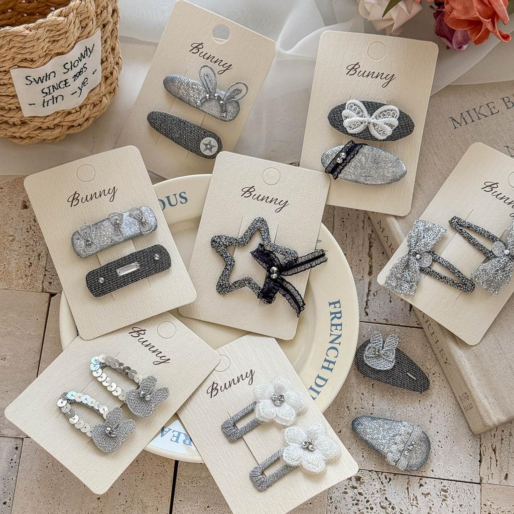 Hand-made Sweet and Cool Black and Silver Children's Hairpin Temperament High-end Sense of Girl Bangs Hairpin Head Accessories Hair Accessories