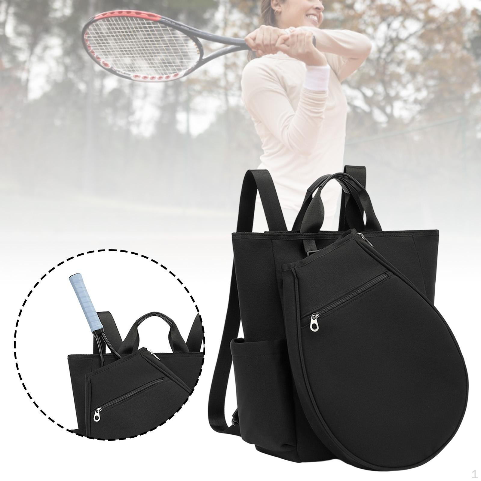 

Tennis Backpack Duffle Bag Storage Racket Racquet Holder with Pockets Pickleball for Sports чёрный