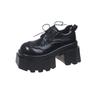 Thick-soled Small Loafer Single Shoes Women's 2025 Spring Lace-up Thick-soled Muffin British Style Small Leather Shoes Thick-heeled Single Shoes