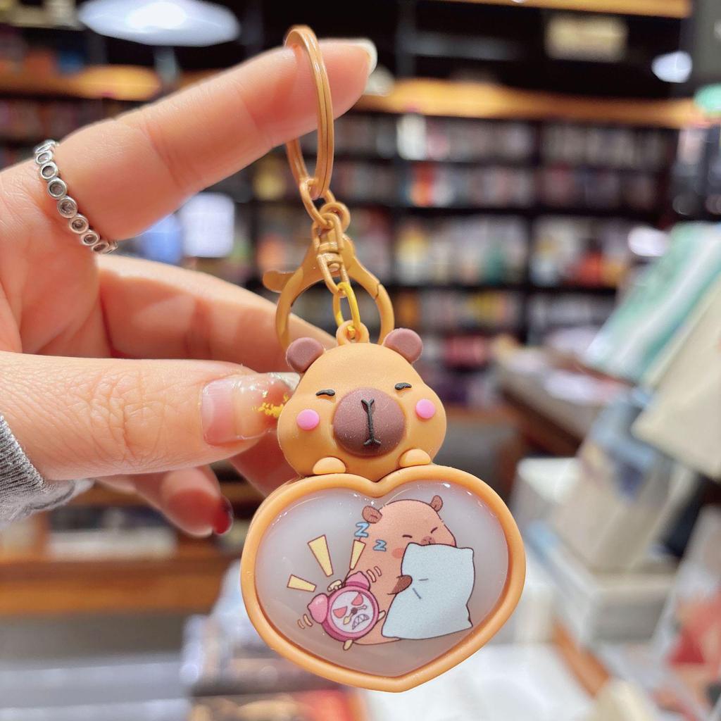 Glowing Capybara Night Light Keychain - Cute Cartoon Pendant