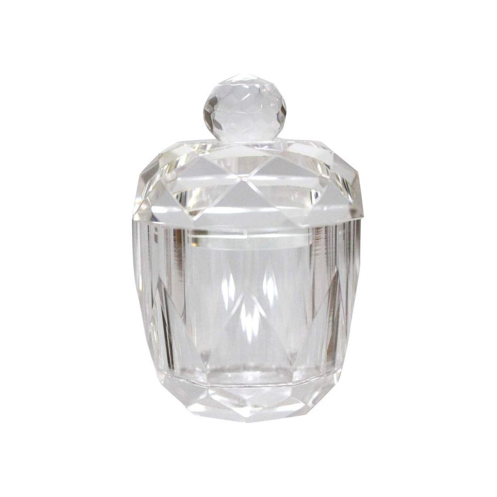 Mini Crystal Urn, Round, Clear, for Keeping Cremation