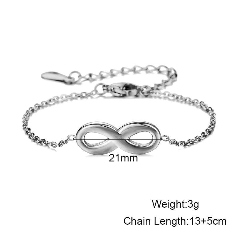 Custom PVD 18K Gold Plated Stainless Steel Chain Link Infinity Love Sign 8 Bracelet for Women Girls