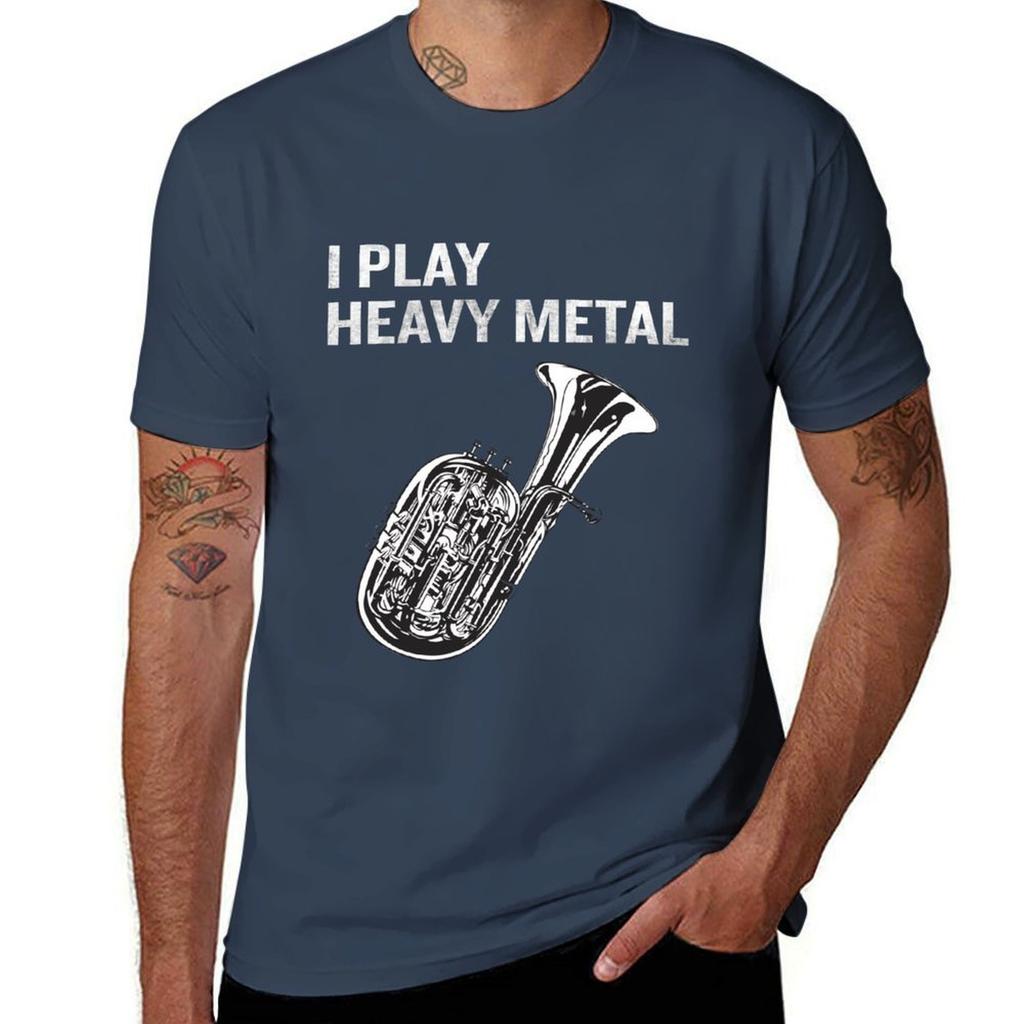 I Play Heavy Metal Funny Tuba Quote Pun Joke Gift Tshirt Plus Size Solid Color Tshirt