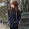 Revers-Werkzeugtaschenjacke Damen Vintage Gewaschene Revers-Freizeitjacke