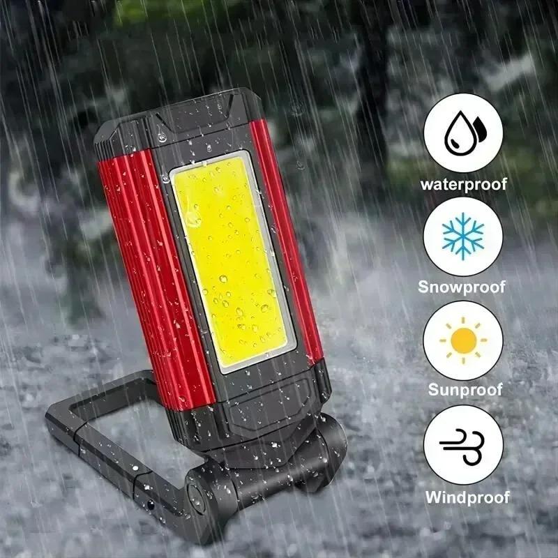 Multifunctional LED Flashlight COB Strong Light Portable Camping Lamp with Tail Magnet Waterproof Adjustable Lantern for Outdoor