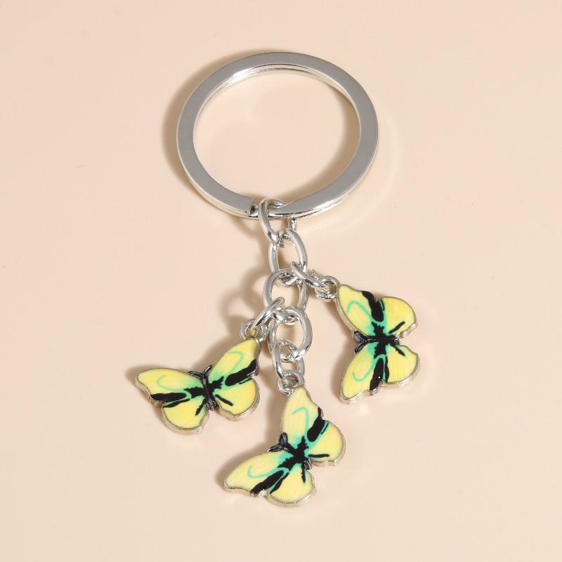 Cute Colorful Butterfly  Enamel Flying Animals Key Chains For Women Girls Accessorie Handmade Jewelry Bag Charm