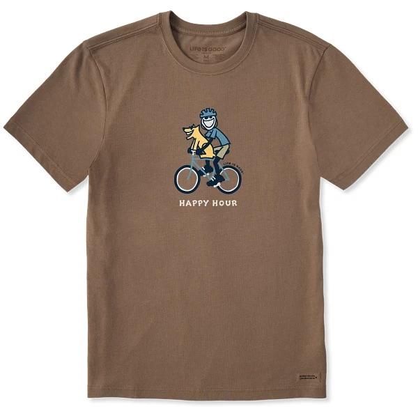 

Men s Jake & Rocket Bike Happy Hour Short Sleeve Crusher Tee, Mushroom Brown 4XL