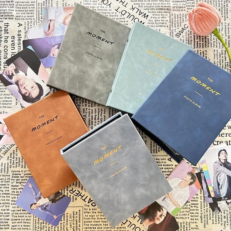 Mini Photo Album 64 Pockets 3-Inch PU Leather Cover Photo Book Commemorative Photo Insert Style Star Album Small Card Storage