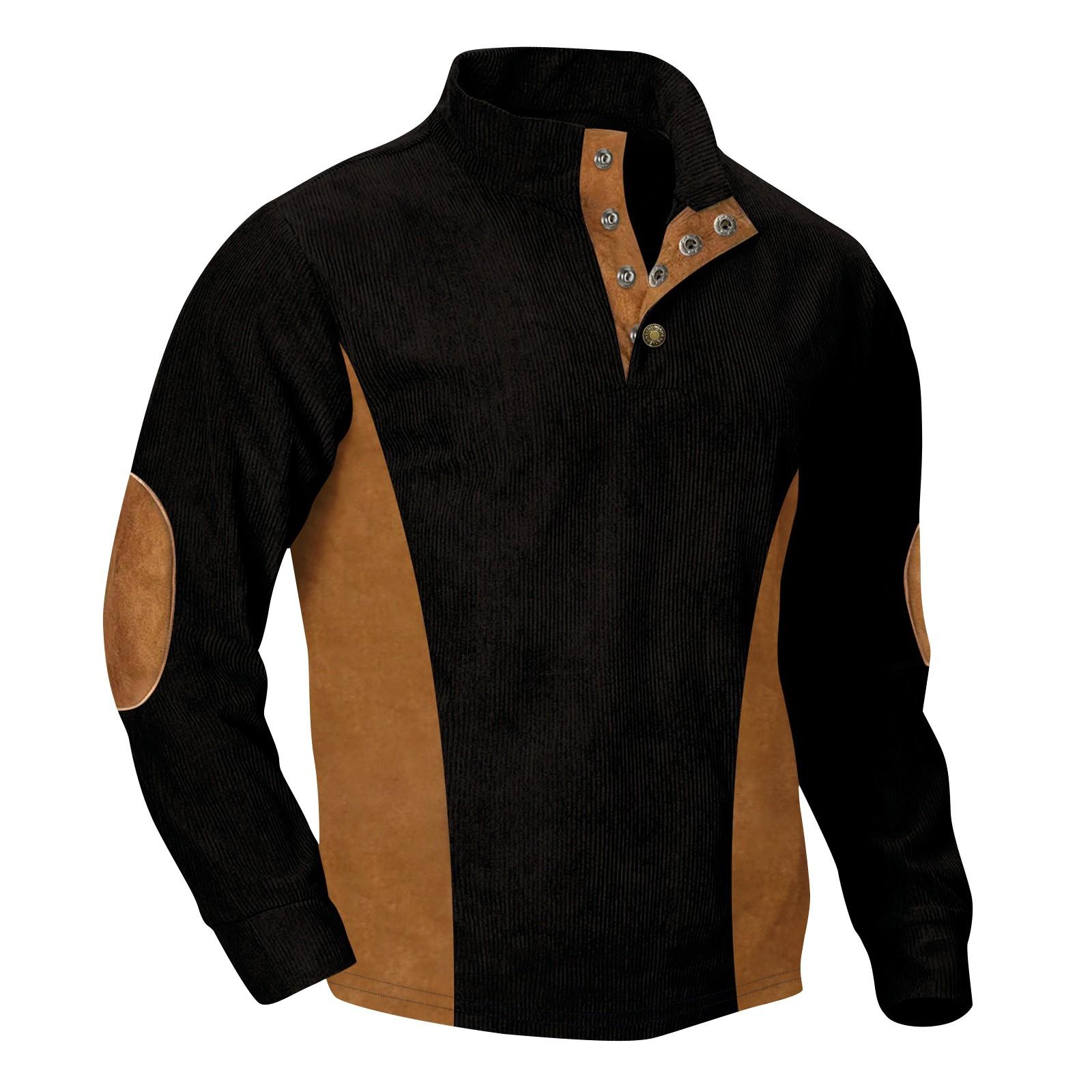 

Мужская повседневная вельветовая толстовка с воротником-стойкой и длинными рукавами в полоску L чёрный