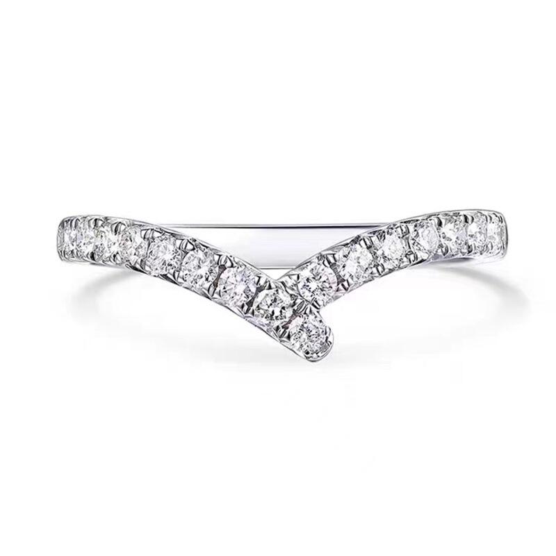 S925 Sterling Silver Asymmetrical Crossover Moissanite Ring for Women – Minimalist Stacking Style