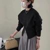 Autumn and Winter Short Zip Pullover Sweater Women's Waisted Round Neck Pullover