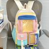 Color Block Student Schoolbag Multi-functional Large Capacity Backpack Lightweight Travel Backpack