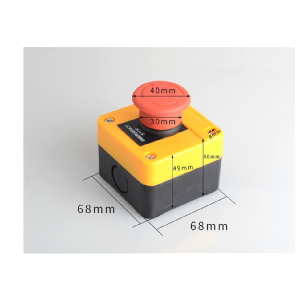 Interruptor pulsador de parada de emergencia con forma de hongo rojo, NO/NC, resistente al agua, 240 V, 5 A