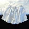 Yellow High-Waisted Loose Fit Sports Shorts - Casual A-Line Running Shorts with Elastic Waist