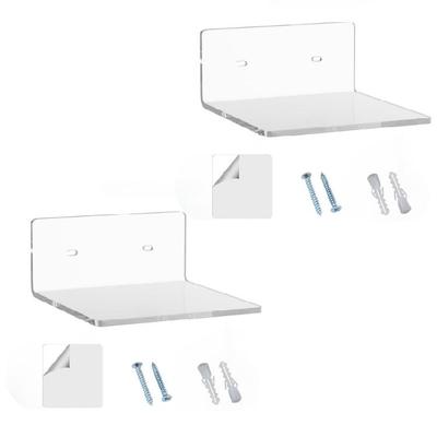 Two Acrylic Floating Shelves Contemporary Design Multipurpose Living Room Organizers Easy To Install Shelf