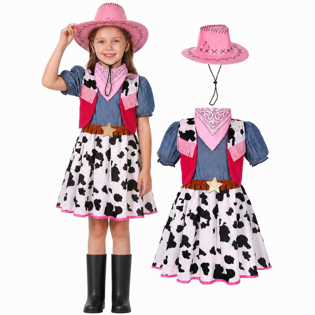Costume da Cowboy Western per Bambini Set di Abbigliamento da Cowboy per Halloween per Feste, Spettacoli e Cosplay