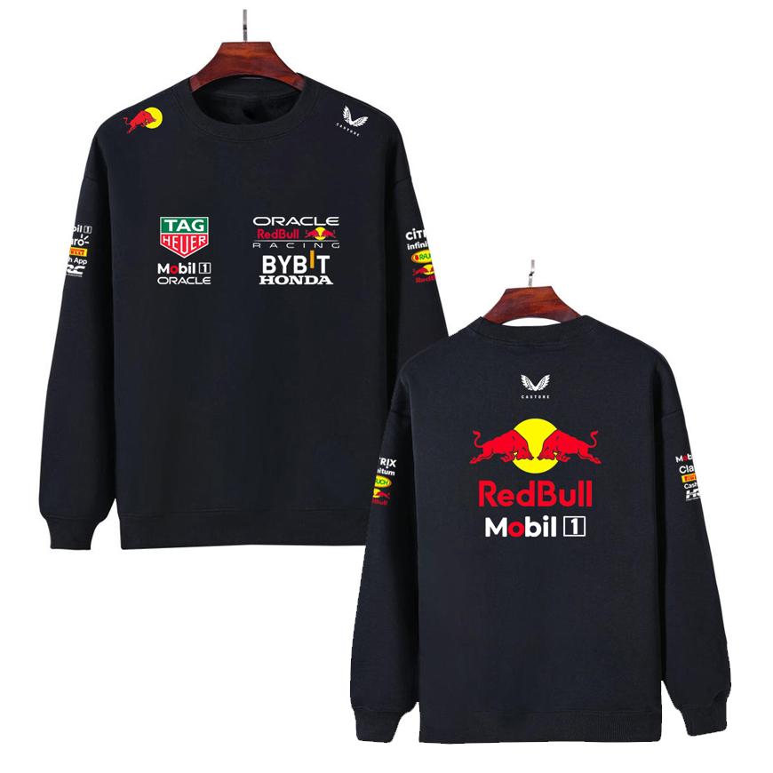 Men Women Thicken Autumn and Winter F1 Red Bull Racing Print Crewneck Sweatshirt Casual Loose Long Sleeve Pullover Sport Streetwear
