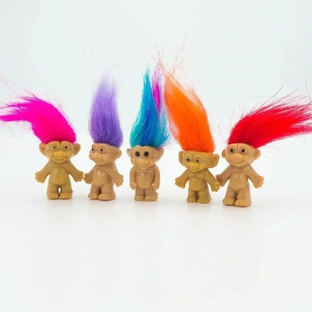 10Pcs/Bag Mini Trolls Dolls Anime Action Figure Colorful Hair Family Members Model Collection Kids Toys for Children's Gift 2025