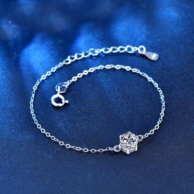 Bracelet à six griffes en argent sterling S925, bijoux en gros, version coréenne pour étudiants, bracelet simple en moissanite, bracelet hexagonal de niche