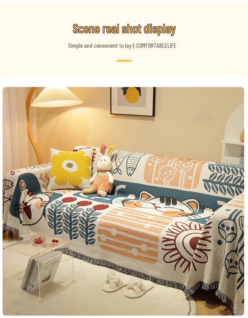 All-Season Universal Knitted Sofa Cover for Single or Three-Person Sofa