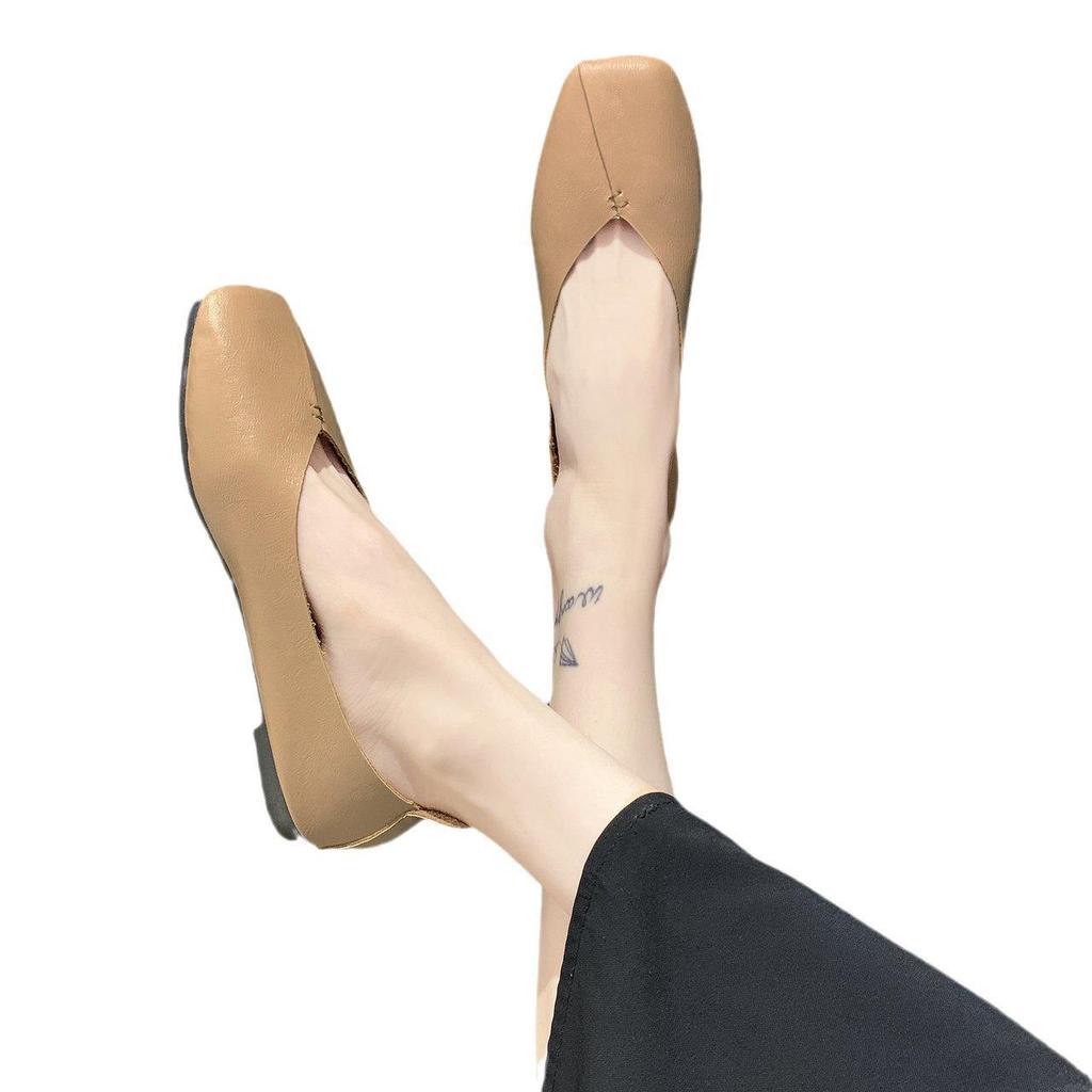 2024 Koreanischer Stil Quadratische Zehe Damen Slipper - Frühling & Herbst Kollektion, Student Harajuku Flats mit Flachem Ausschnitt Design.