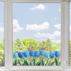 3D Tulip Flower Window Stickers Static Cling Waterproof Floral Decal Windows Decor For Home Bedroom Bathroom Glass Decoration