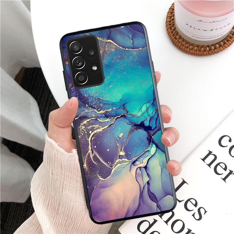 Green Blue Purple Marble Phone Case for Samsung Galaxy A13 A22 A12 A32 A71 A11 A21S A33 A52 A72 A51 A50 A70 A31 M31