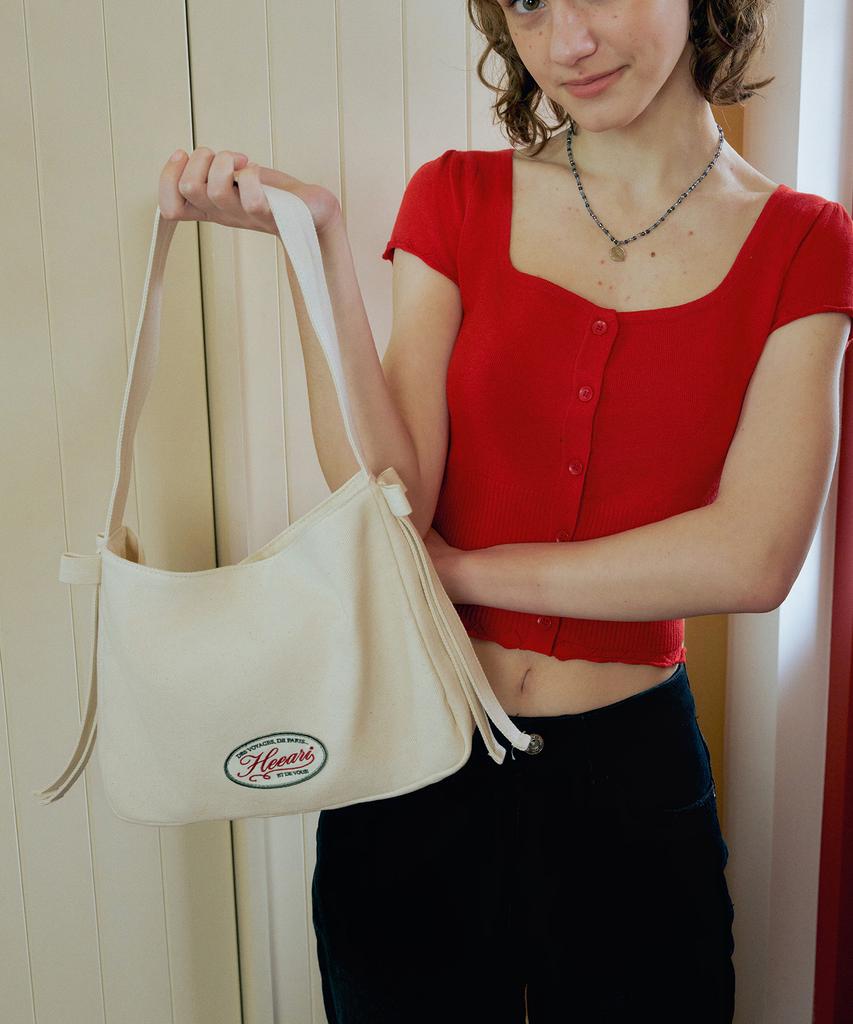 Heeari Lily Ribbon Tote Bag_Ivory