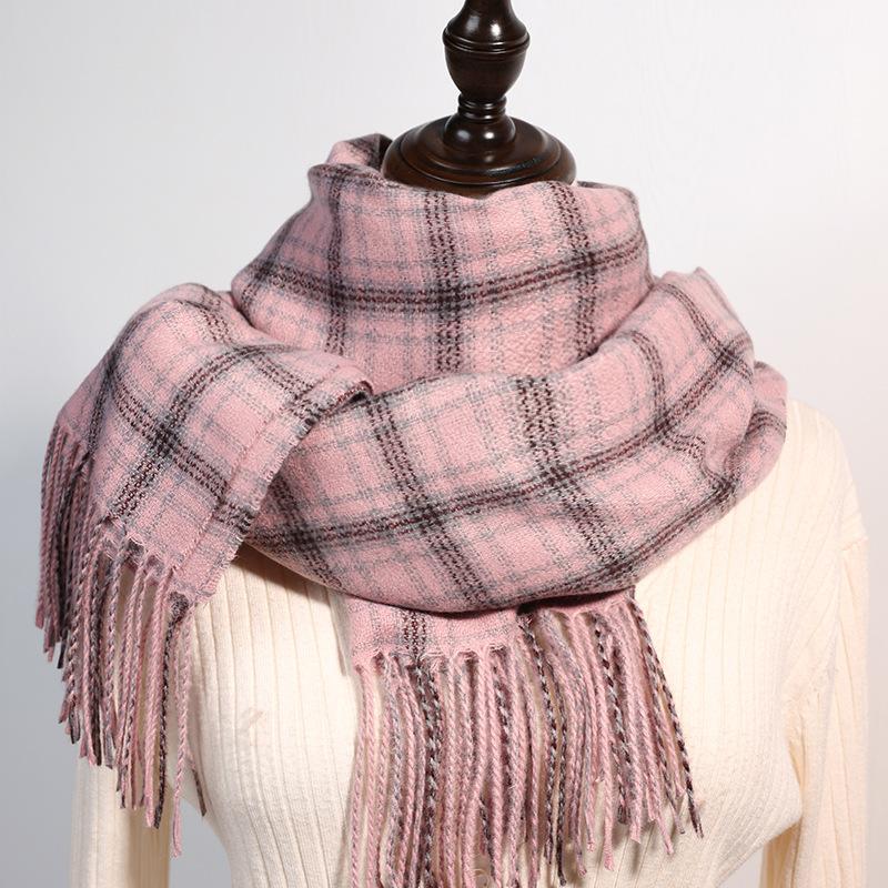 Plaid scarf sweet imitation cashmere scarf women's 2025 new fashion medium and long warm scarf shawl