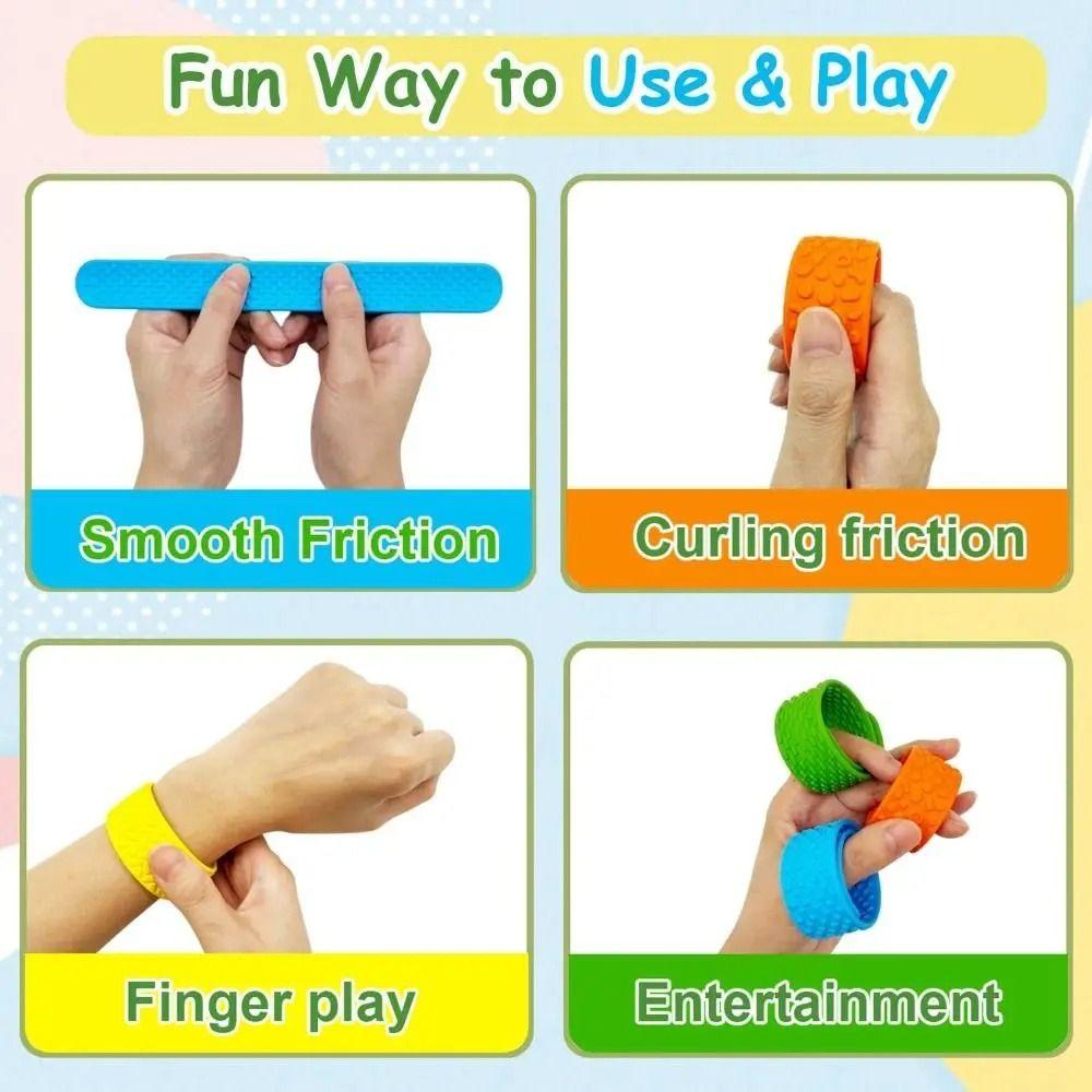 6pcs Wearable Design Sensory Textured Wristbands Childs Slap Band Toy  Adults Office Desk